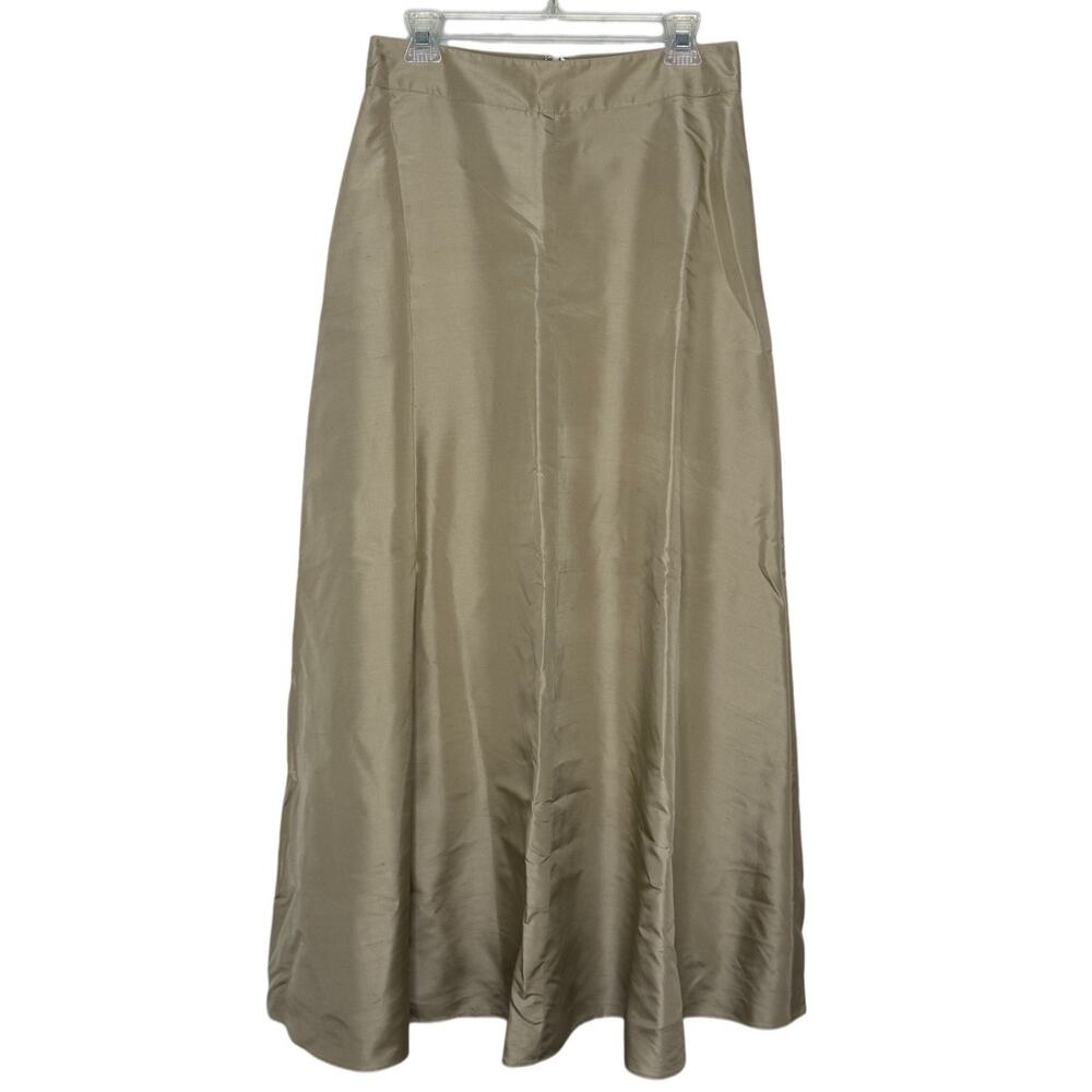 Talbots Women's Champagne Gold Silk Charmeuse A-Line, Maxi Skirt Size 4 NWT